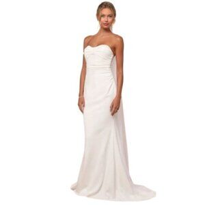 NEW Lulus To Be Yours Ivory Strapless Pleated Mermaid Maxi Dress Size M